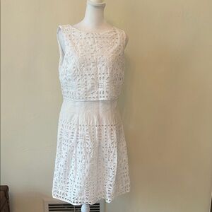 Lauren Ralph Lauren White Cotton Eyelet  Dress